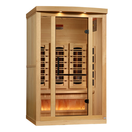 GDI-8020-03 Golden Designs 2 person Full Spectrum PureTech™ Near Zero EMF FAR Infrared Sauna with Himalayan Salt Bar