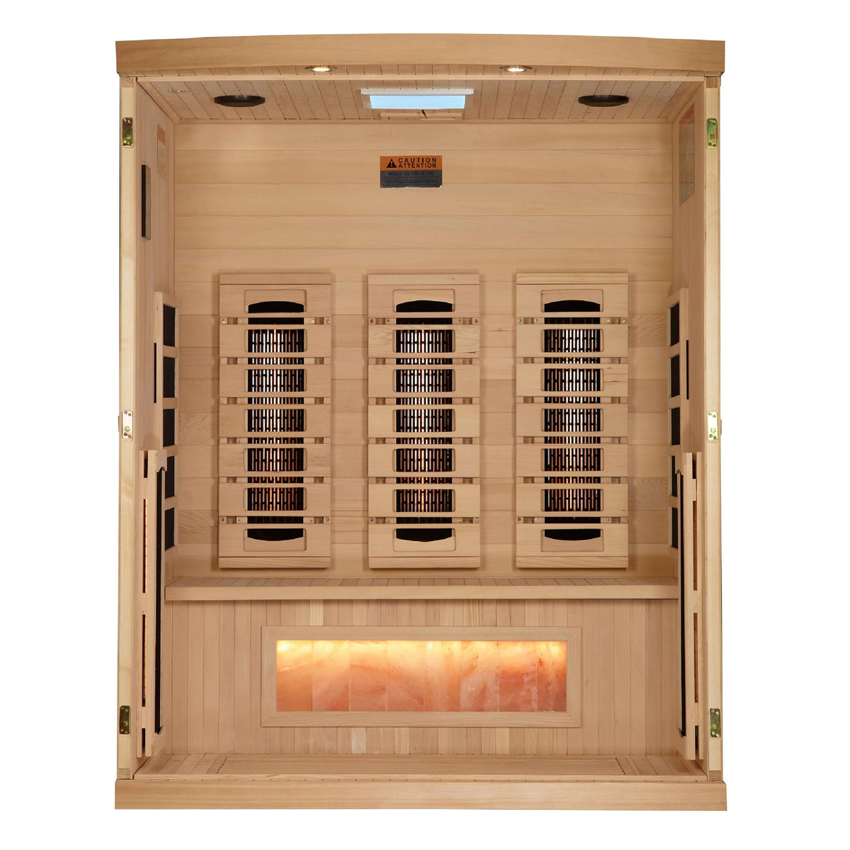 Golden Designs 3 person Full Spectrum PureTech™ Near Zero EMF FAR Infrared Sauna with Himalayan Salt Bar
