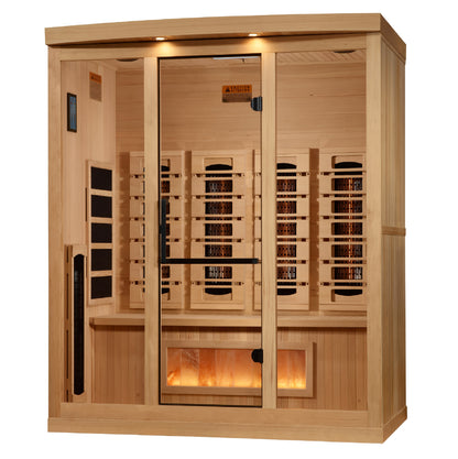 GDI-8040-03 Golden Designs 4 person Full Spectrum PureTech™ Near Zero EMF FAR Infrared Sauna with Himalayan Salt Bar