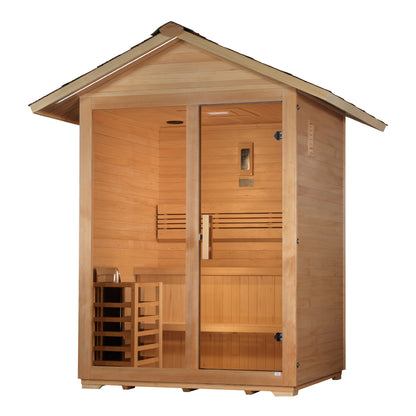 GDI-8103-01 Golden Designs "Arlberg" 3 person Traditional Outdoor Sauna -  Canadian Hemlock