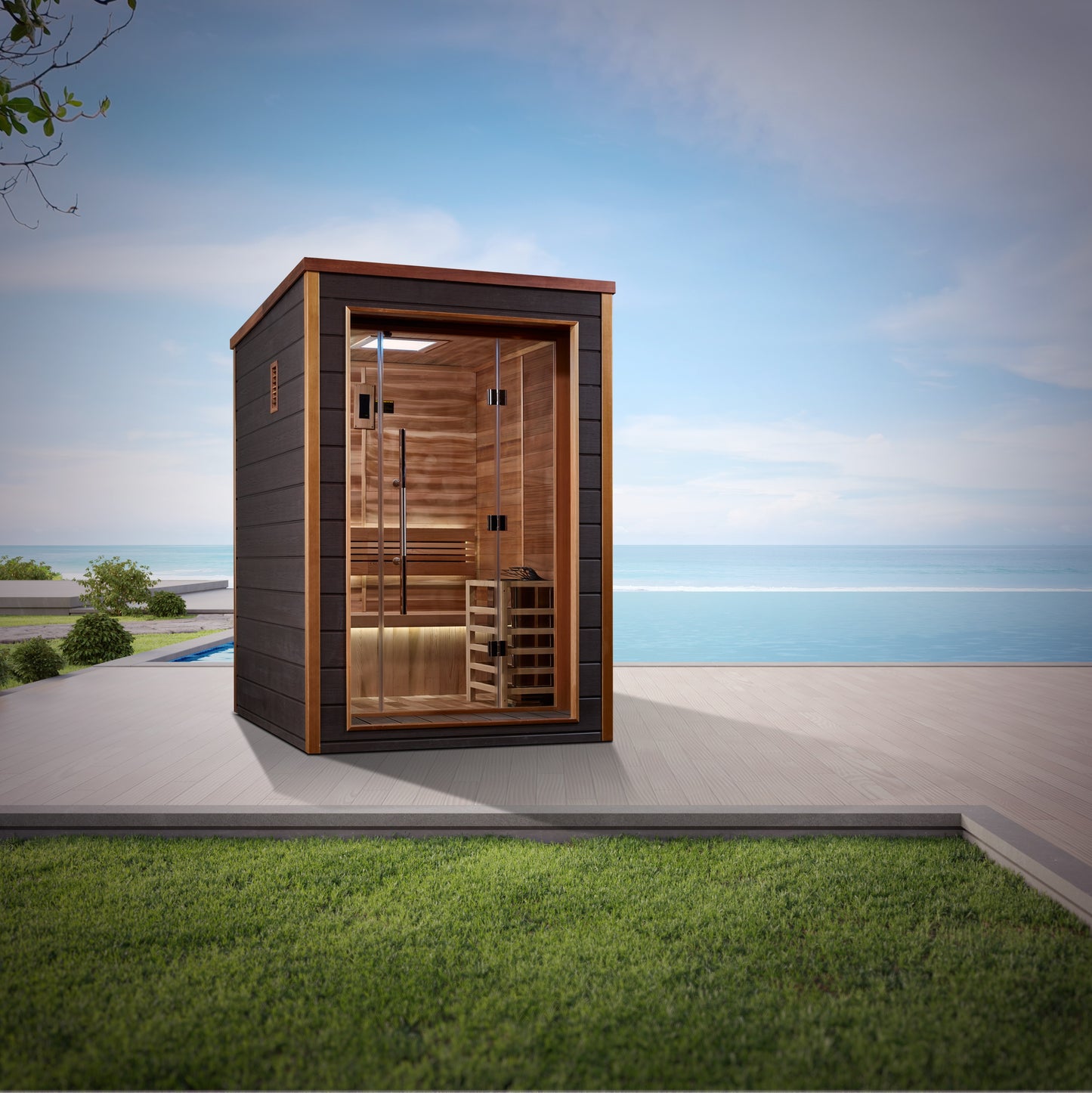 GDI-8202-01 Golden Designs Narvik 2 person Outdoor Traditional Sauna - Canadian Red Cedar Interior