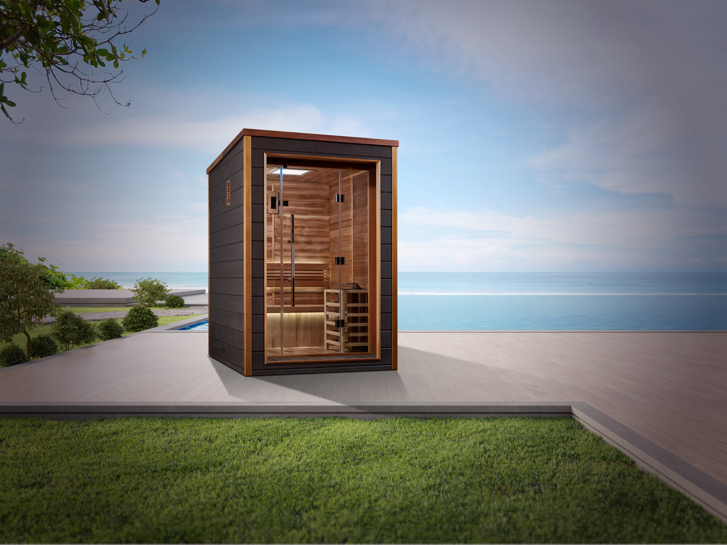 GDI-8202-01 Golden Designs Narvik 2 person Outdoor Traditional Sauna - Canadian Red Cedar Interior