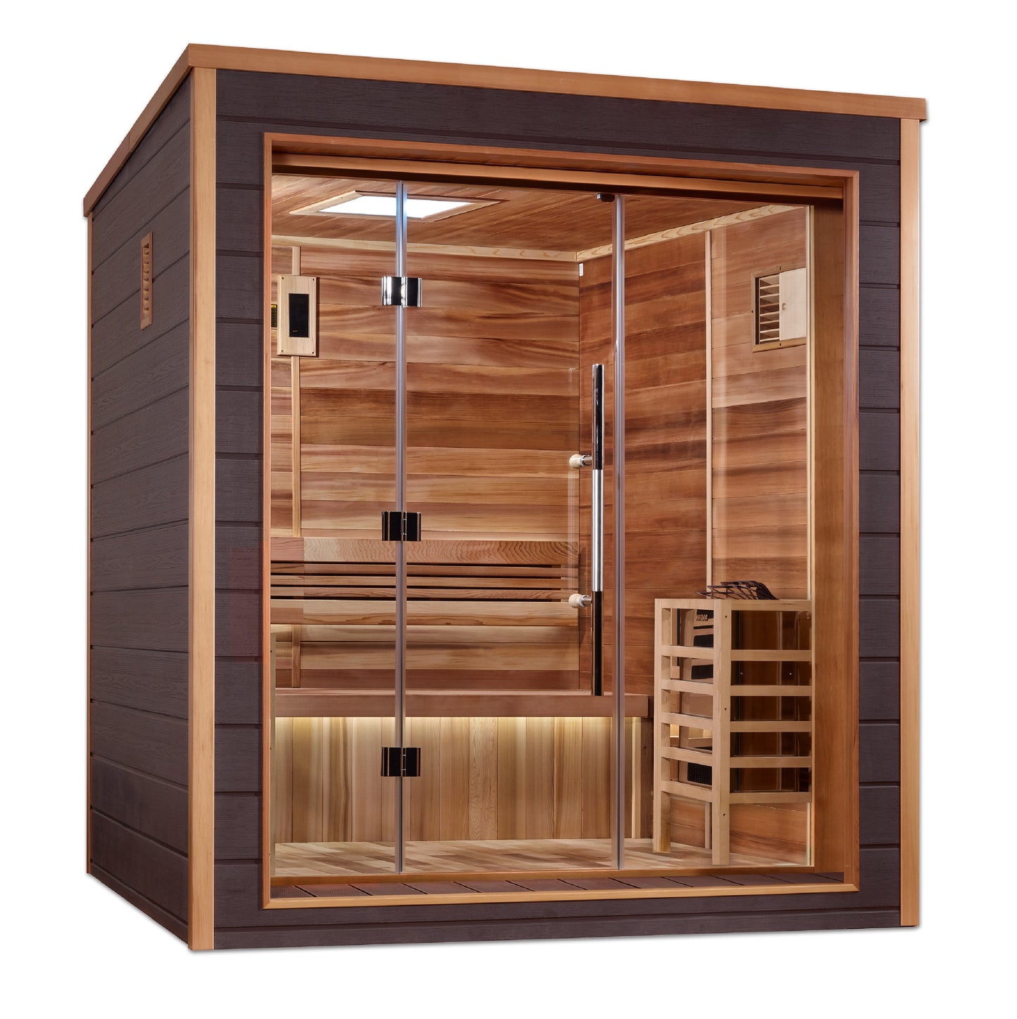 GDI-8203-01 Golden Designs Drammen 3 person Outdoor Traditional Sauna - Canadian Red Cedar Interior