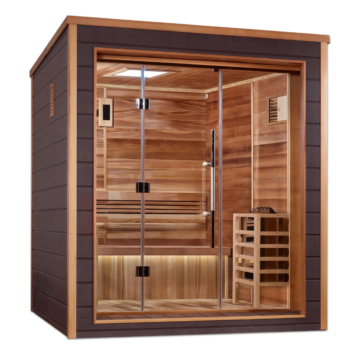 Golden Designs Drammen 3 person Outdoor Traditional Sauna - Canadian Red Cedar Interior