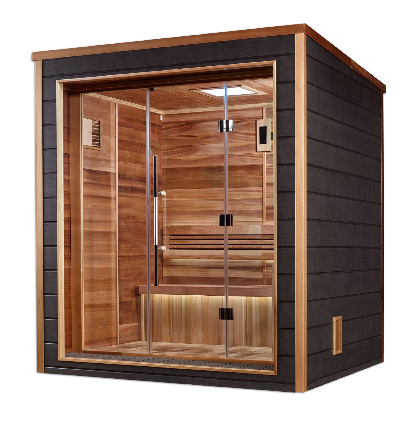 GDI-8203-01 Golden Designs Drammen 3 person Outdoor Traditional Sauna - Canadian Red Cedar Interior