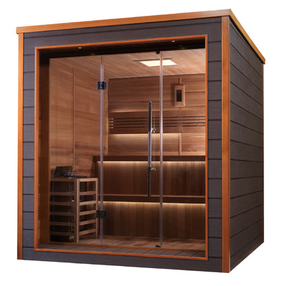 GDI-8206-01 Golden Designs Bergen 6 person Outdoor Traditional Sauna - Canadian Red Cedar Interior