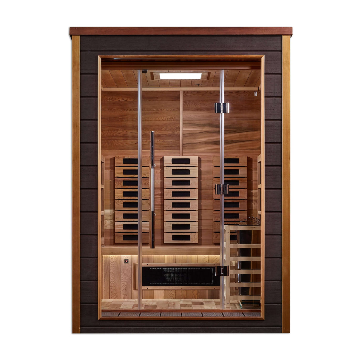 Golden Designs Nora 2 person Hybrid Outdoor Sauna - Canadian Red Cedar Interior