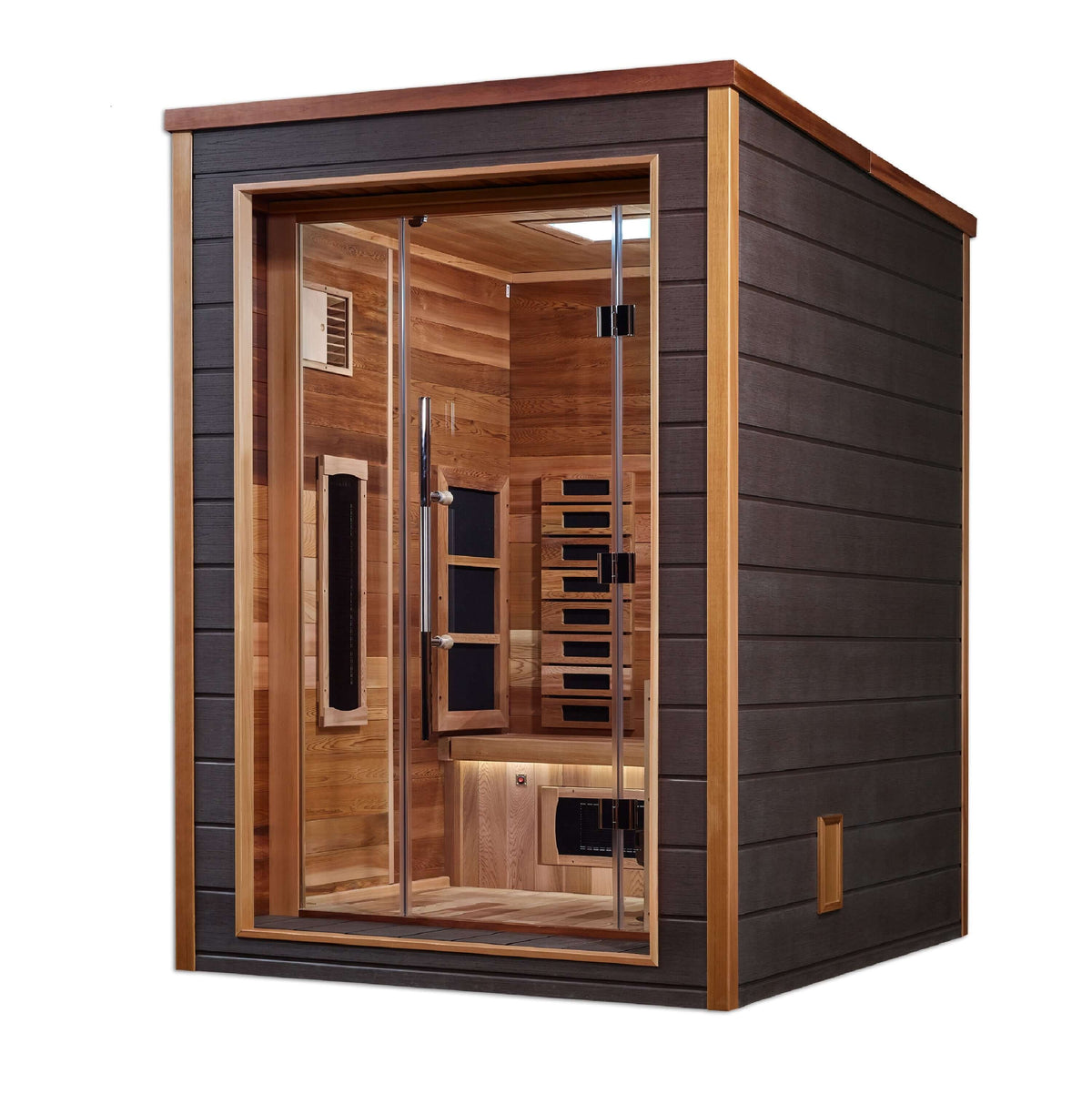 Golden Designs Nora 2 person Hybrid Outdoor Sauna - Canadian Red Cedar Interior