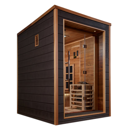 GDI-8222-01 Golden Designs Nora 2 person Hybrid Outdoor Sauna - Canadian Red Cedar Interior