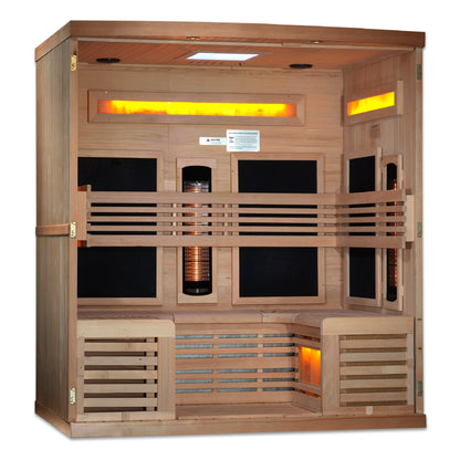 GDI-8260-01 Golden Designs 6 person Full Spectrum PureTech™ Near Zero EMF FAR Infrared Sauna with Himalayan Salt Bar