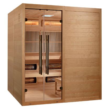 GDI-8360-01 Golden Designs 2025 Toledo 6 Per Hybrid Sauna. Full Spectrum and Harvia Traditional Stove