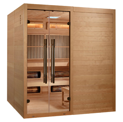 GDI-8360-01 Golden Designs 2025 Toledo 6 Per Hybrid Sauna. Full Spectrum and Harvia Traditional Stove