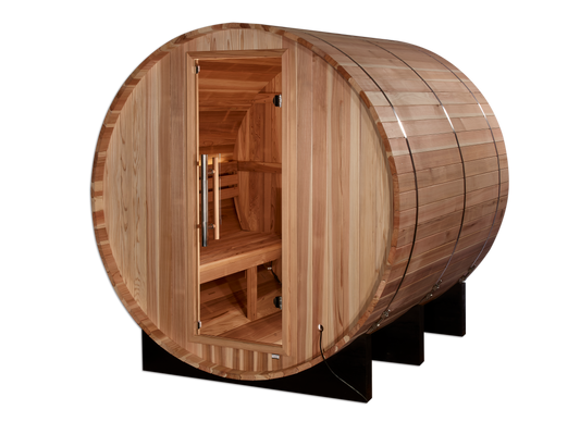 GDI-B004-01 Golden Designs "Arosa" 4 person Barrel Traditional Sauna -  Pacific Cedar