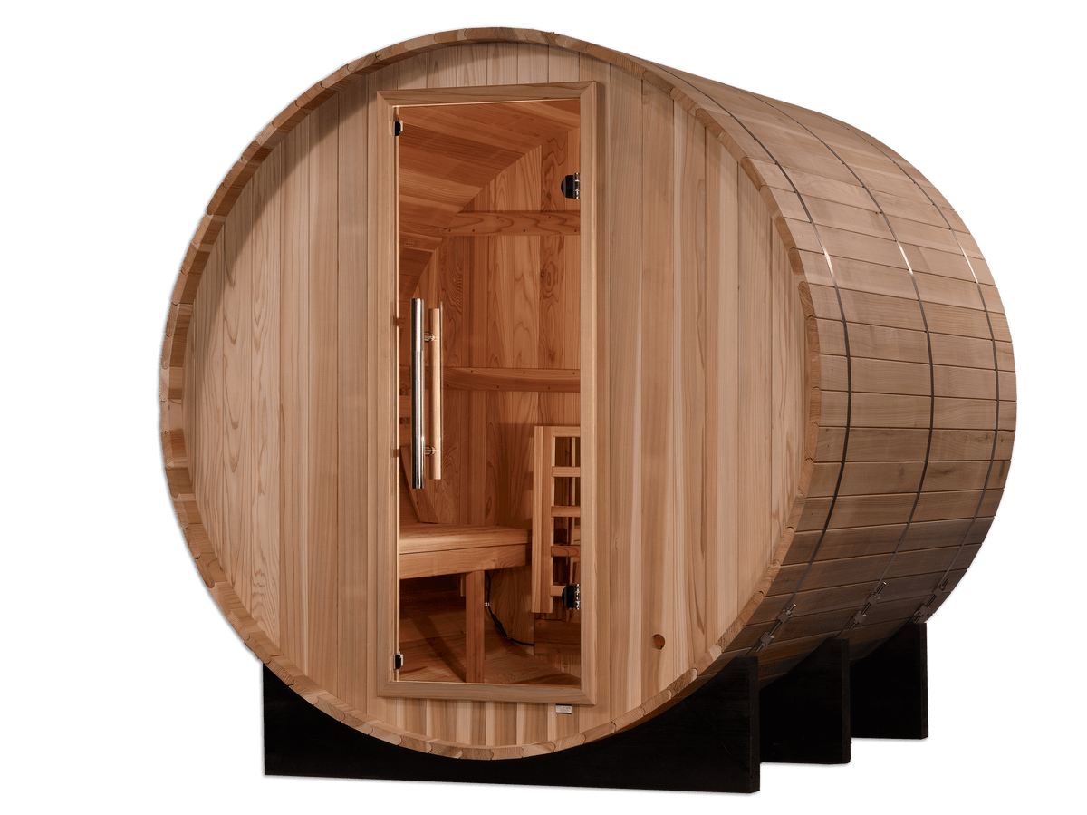 Golden Designs "Arosa" 4 person Barrel Traditional Sauna - Pacific Cedar