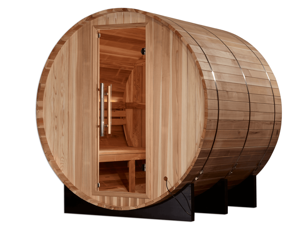 Golden Designs "Arosa" 4 person Barrel Traditional Sauna - Pacific Cedar