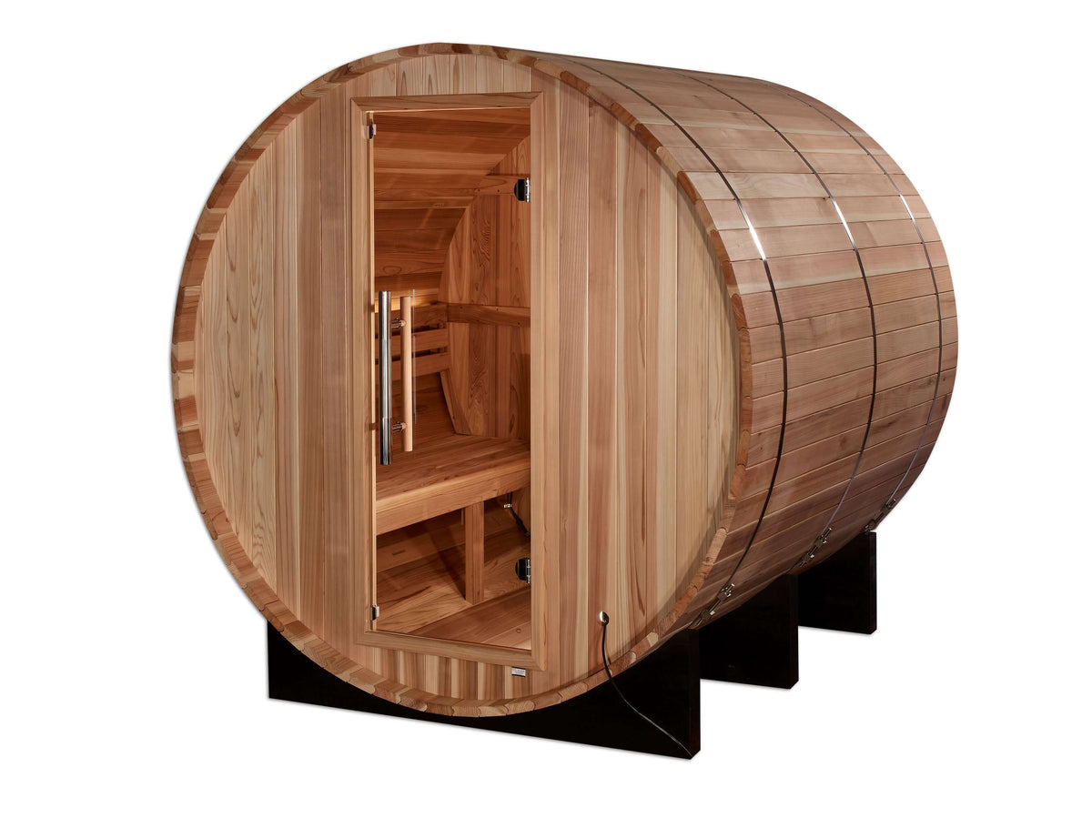 Golden Designs "Arosa" 4 person Barrel Traditional Sauna - Pacific Cedar