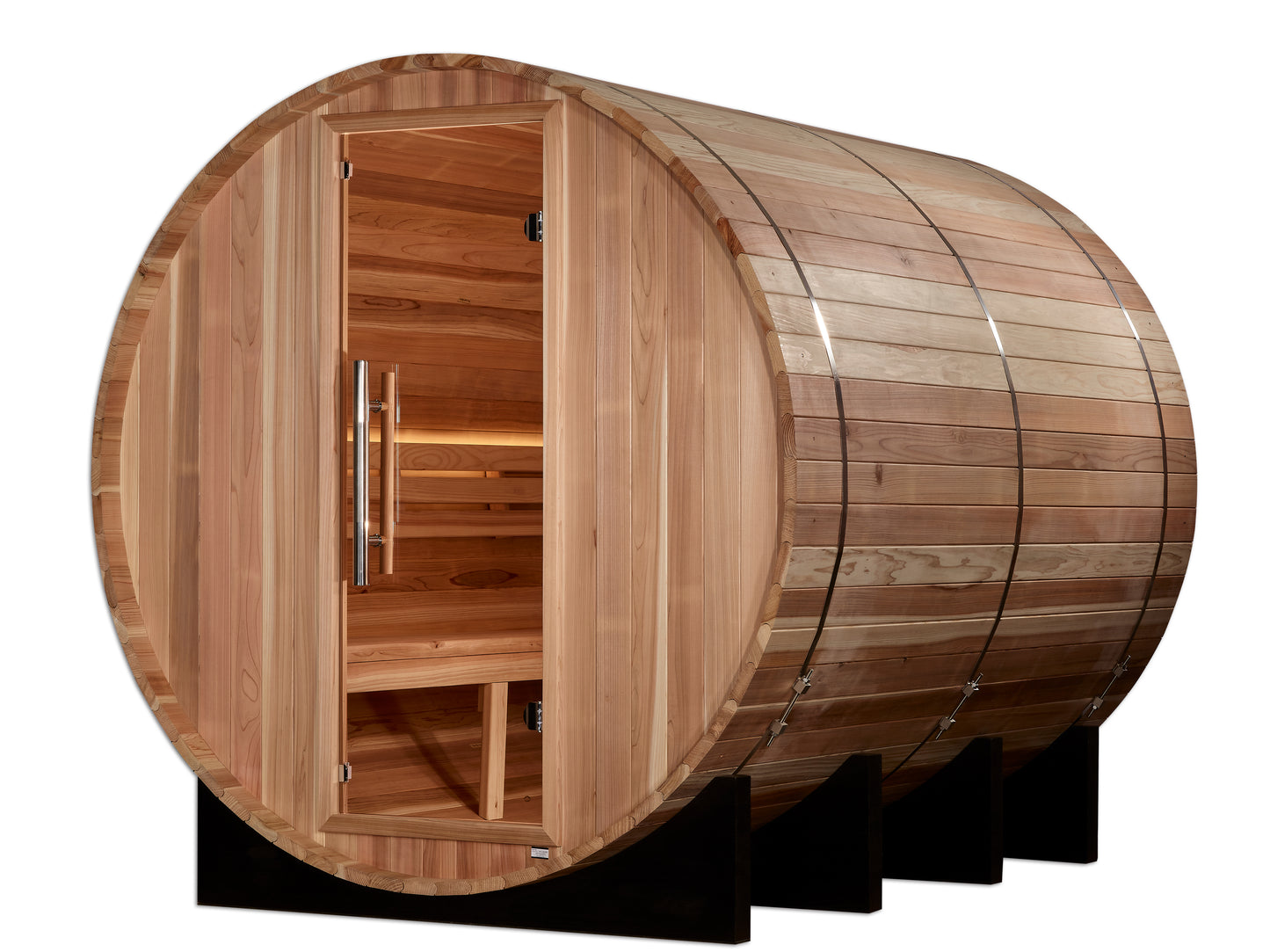 GDI-B006-01 Golden Designs "Klosters" 6 person Barrel Traditional Sauna -  Pacific Cedar