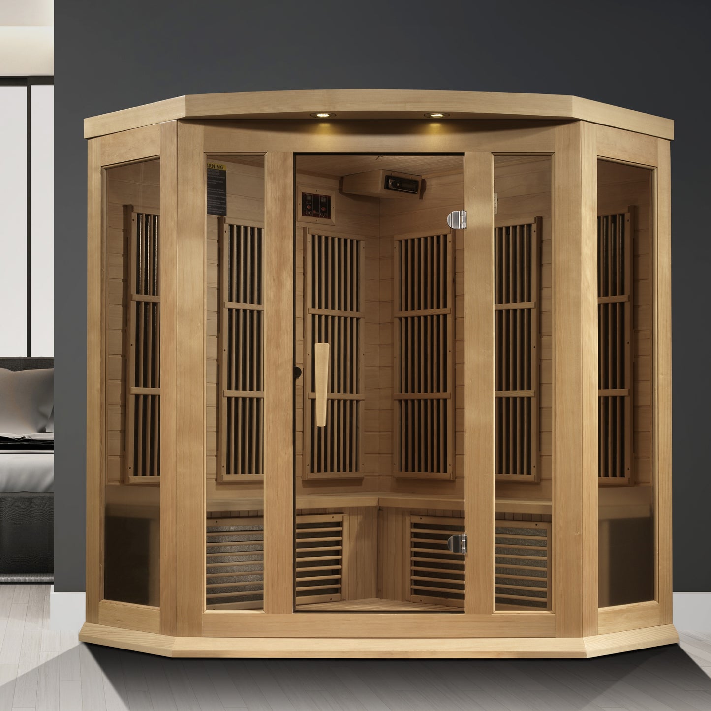 MX-K356-01-ZF Maxxus 3 person Corner Near Zero EMF FAR Infrared Sauna