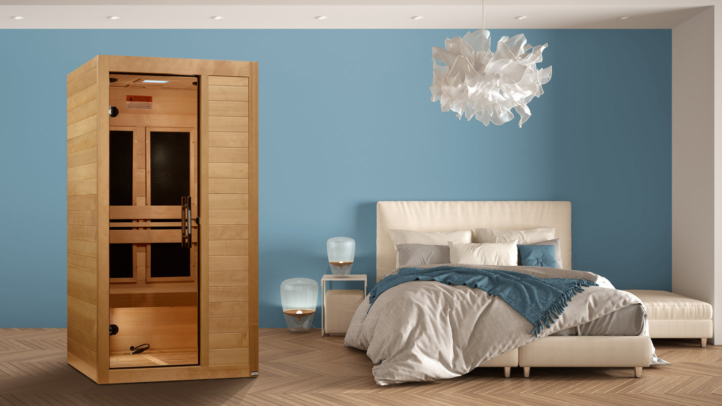 Maxxus S-Line Elite Yoga 1-Person Ultra Low EMF Infrared Sauna (Canadian Hemlock)