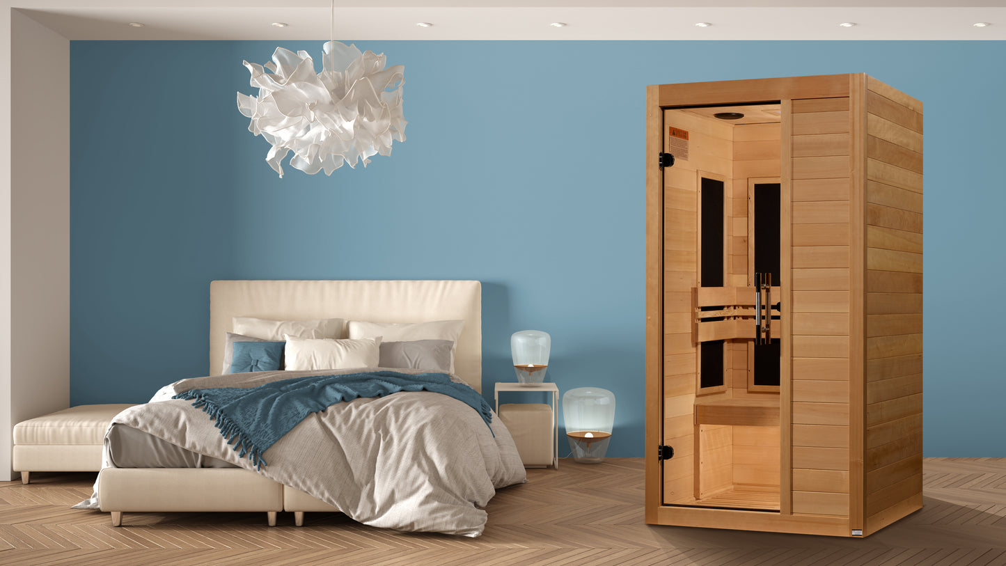 Maxxus S-Line Elite Yoga 1-Person Ultra Low EMF Infrared Sauna (Canadian Hemlock)