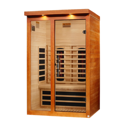 Dynamic Llumeneres DYN-6215-03 full-spectrum infrared sauna left angle