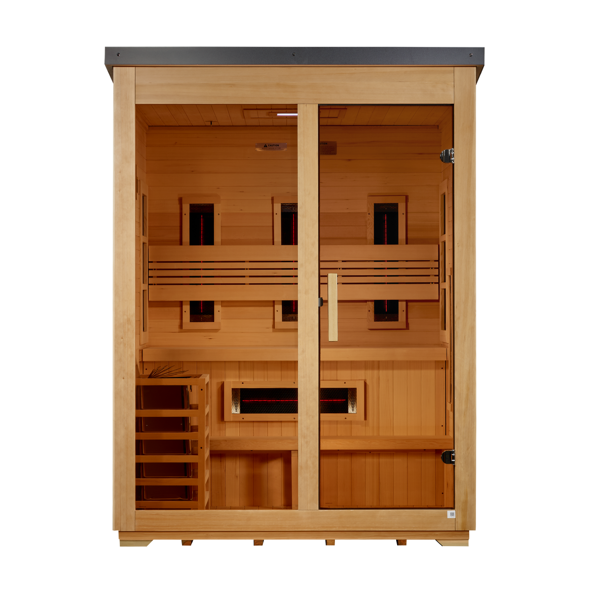 Golden Designs Carinthia GDI-8023-01 three-person outdoor hybrid sauna front view