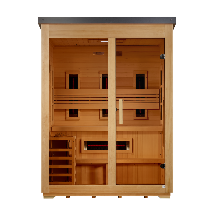 Golden Designs Carinthia GDI-8023-01 three-person outdoor hybrid sauna front view
