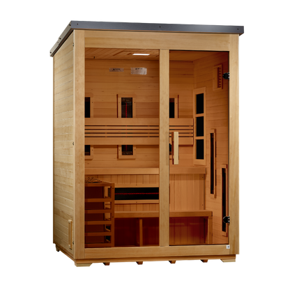 Golden Designs Carinthia GDI-8023-01 outdoor hybrid sauna left angle
