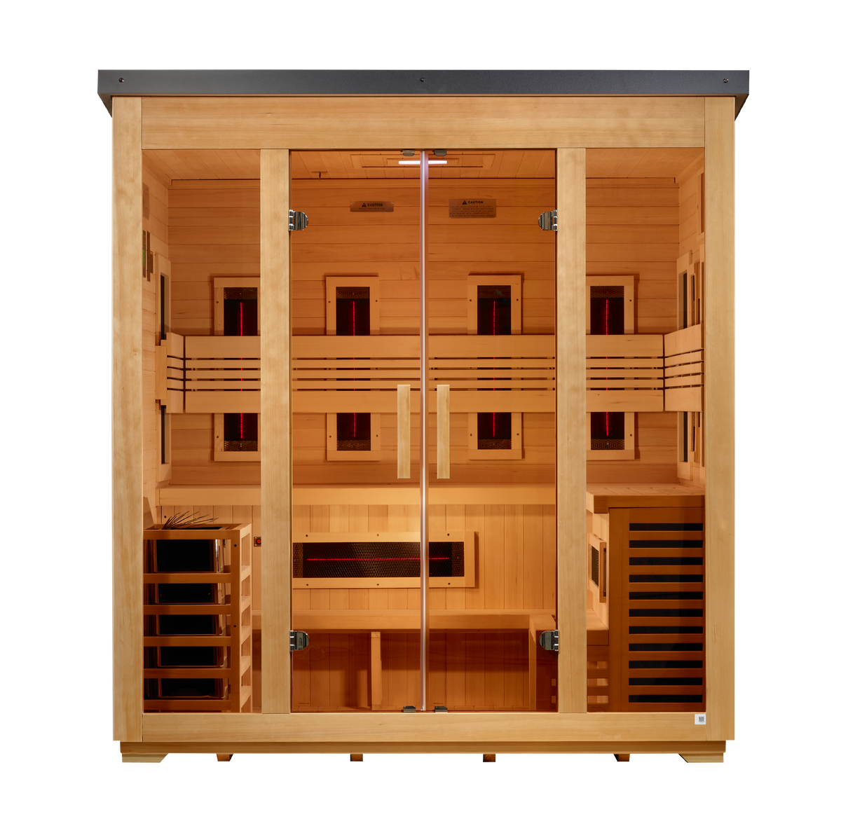 Golden Designs Gargellen GDI-8025-01 five-person outdoor hybrid sauna front view