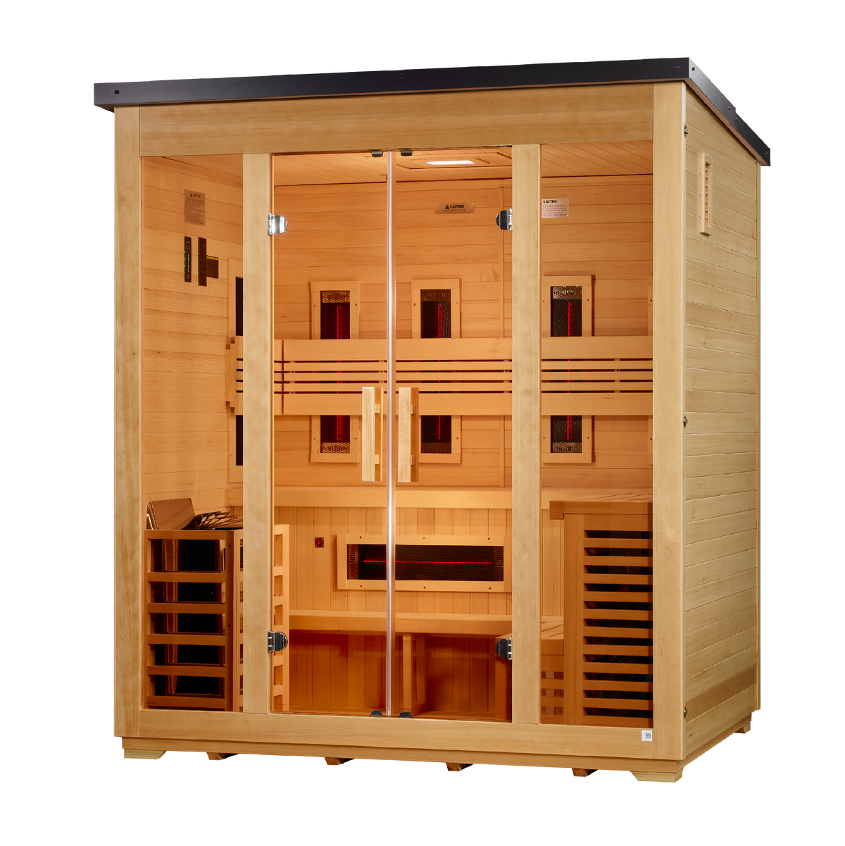 Golden Designs Gargellen GDI-8025-01 outdoor hybrid sauna right angle