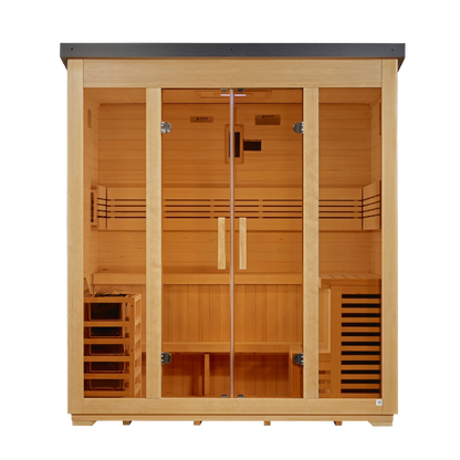 Golden Designs Vorarlberg GDI-8005-01 five-person outdoor traditional sauna front view