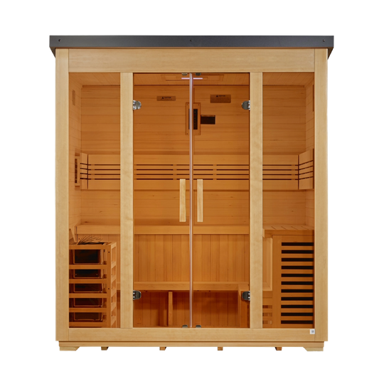 Golden Designs Vorarlberg GDI-8005-01 five-person outdoor traditional sauna front view