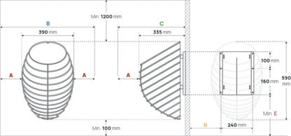 HUUM DROP heater dimensions and safety clearances