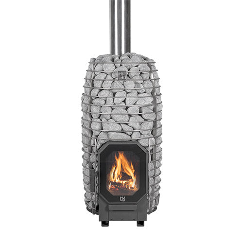 HUUM HIVE Flow Mini Wood-Burning Sauna Stove – 8.5 kW in brushed stainless steel
