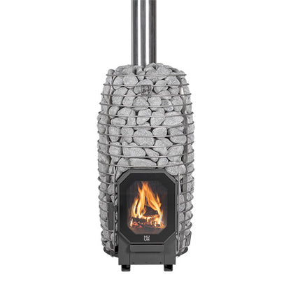 HUUM HIVE Flow Mini Wood-Burning Sauna Stove – 8.5 kW in brushed stainless steel