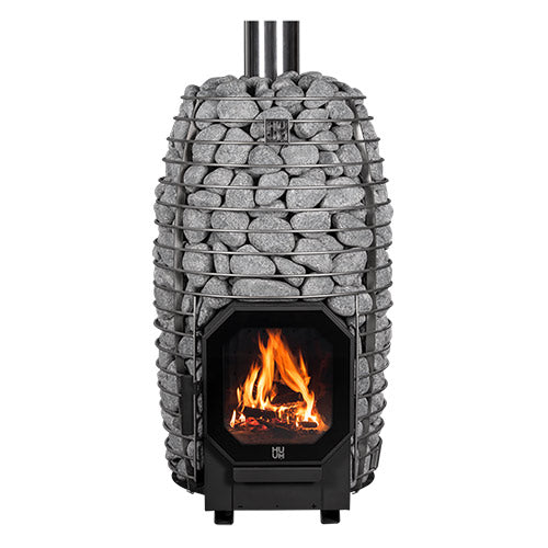 HUUM HIVE Flow Wood-Burning Sauna Stove – 9.8 kW in brushed stainless steel