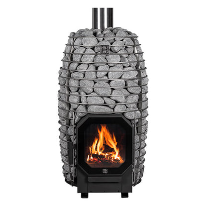 HUUM HIVE Flow Wood-Burning Sauna Stove – 9.8 kW in brushed stainless steel