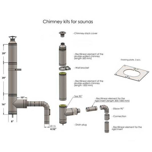 Leisurecraft CHIELB side-exit sauna chimney kit with elbow