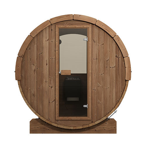 SaunaLife E6W outdoor barrel sauna alternate product view 2