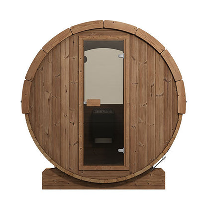 SaunaLife E6W outdoor barrel sauna alternate product view 2
