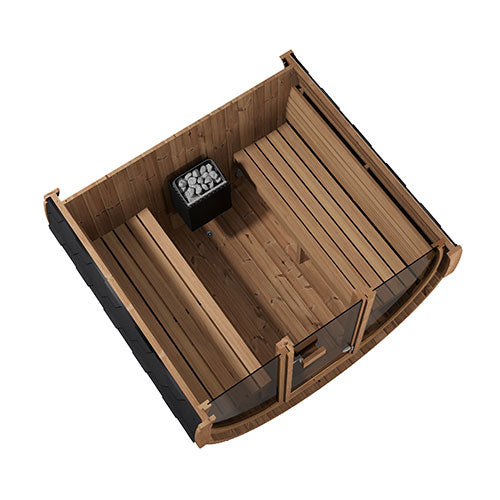 SaunaLife E7G glass-front outdoor barrel sauna alternate product view 5