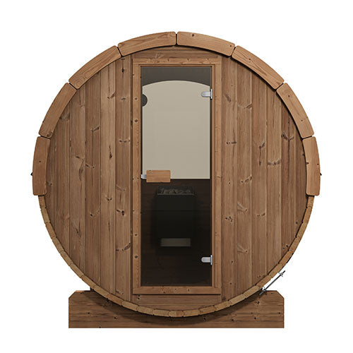 SaunaLife E7W barrel sauna interior seating