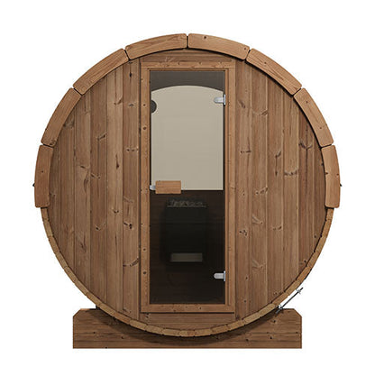 SaunaLife E7W barrel sauna interior seating