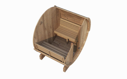 SaunaLife E8 barrel sauna cutaway interior view