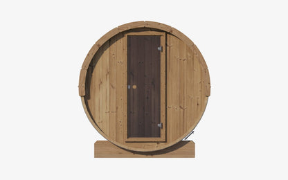 SaunaLife E8 outdoor barrel sauna front view