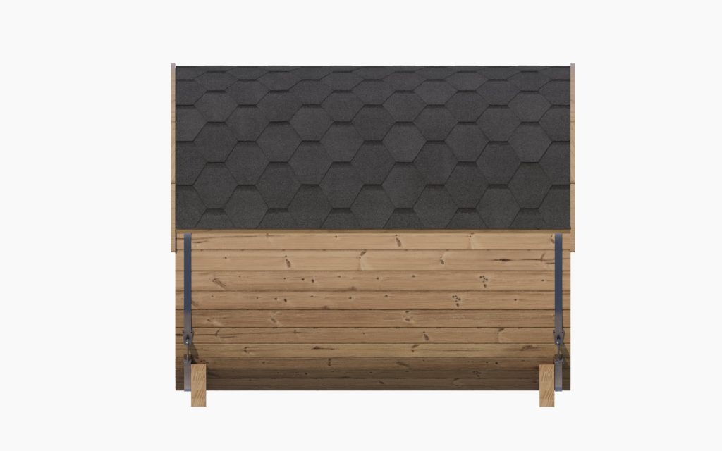 SaunaLife E8 outdoor barrel sauna installed view