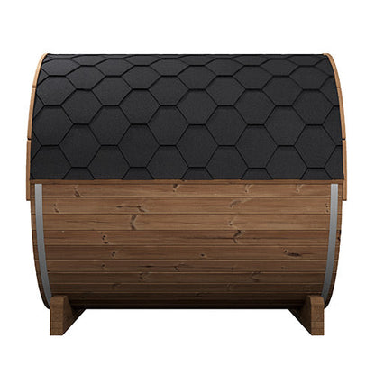 SaunaLife E8G glass-front outdoor barrel sauna alternate product view 3
