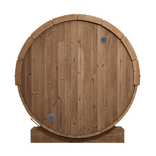 SaunaLife E8G glass-front outdoor barrel sauna alternate product view 4