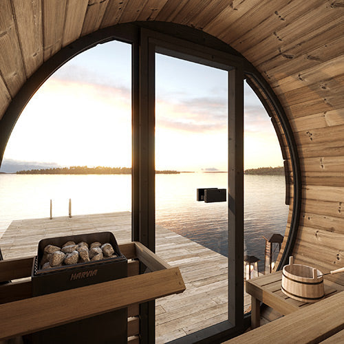 SaunaLife EE6G Ergo Elegance outdoor barrel sauna alternate product view 6