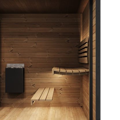 SaunaLife GL6 interior two-tier sauna seating